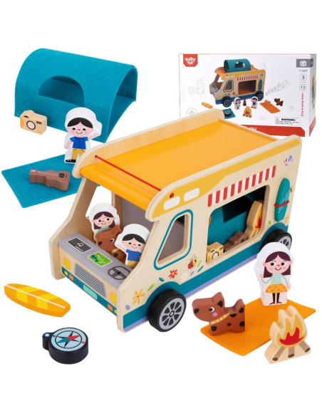 Tooky Toy Drewniany Kamper Postacie Kemping