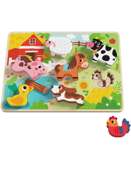 Tooky Toy Drewniane Puzzle Zwierzątka Farma Dopasuj Kształty
