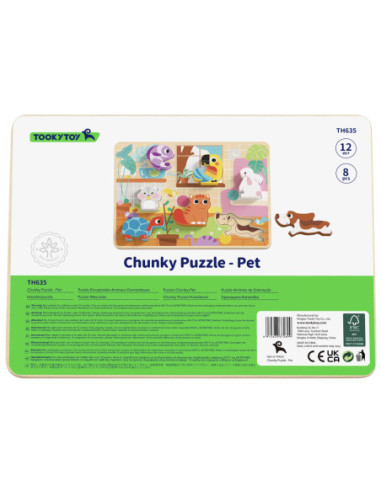 Tooky Toy Drewniane Puzzle Zwierzątka Dom Dopasuj Kształty