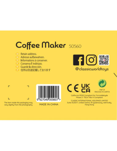 CLASSIC WORLD Drewniany Ekspres do Kawy Zestaw dla Dzieci 7 el.
