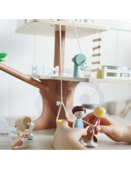 CLASSIC WORLD Drewniany Domek na Drzewie dla Lalek 31 el.