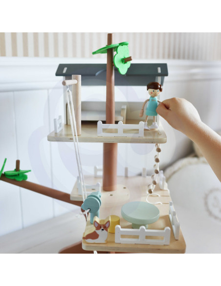 CLASSIC WORLD Drewniany Domek na Drzewie dla Lalek 31 el.