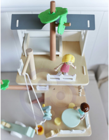 CLASSIC WORLD Drewniany Domek na Drzewie dla Lalek 31 el.