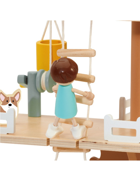 CLASSIC WORLD Drewniany Domek na Drzewie dla Lalek 31 el.