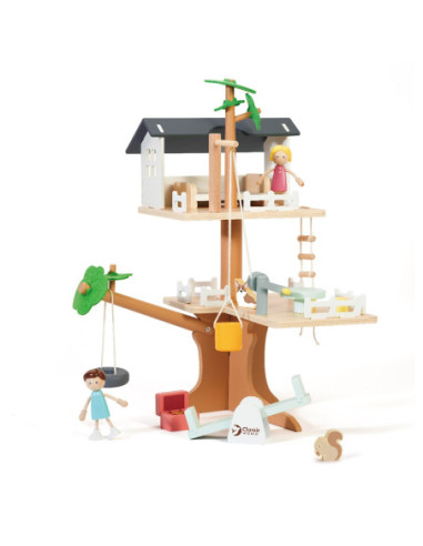 CLASSIC WORLD Drewniany Domek na Drzewie dla Lalek 31 el.