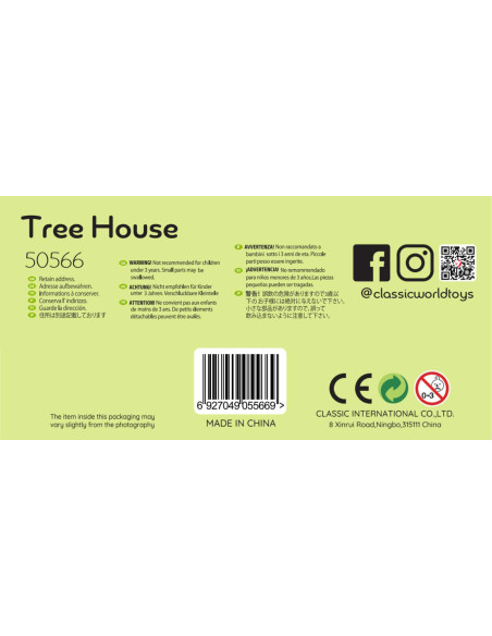 CLASSIC WORLD Drewniany Domek na Drzewie dla Lalek 31 el.