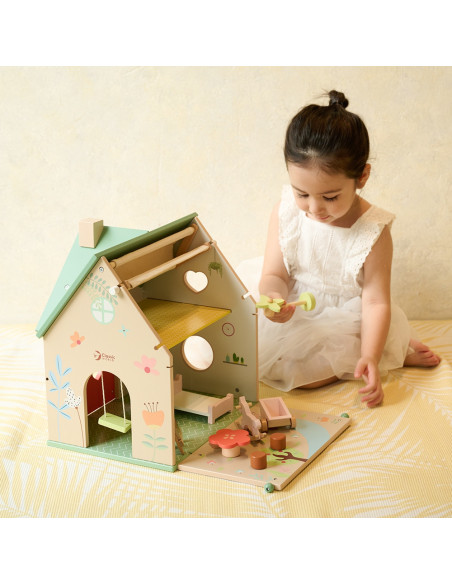 CLASSIC WORLD Wiejski Drewniany Domek Dla Lalek 10 el.