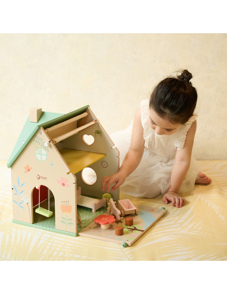 CLASSIC WORLD Wiejski Drewniany Domek Dla Lalek 10 el.