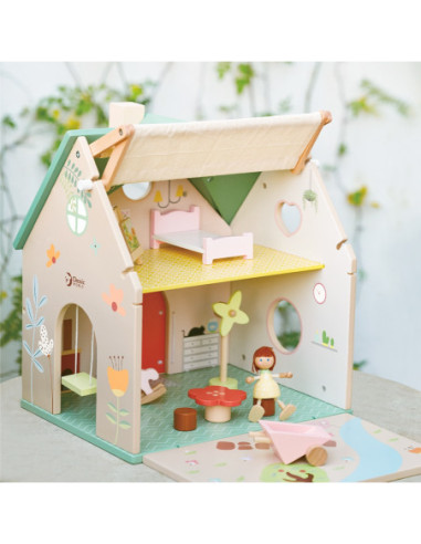 CLASSIC WORLD Wiejski Drewniany Domek Dla Lalek 10 el.
