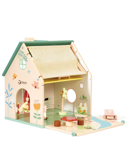 CLASSIC WORLD Wiejski Drewniany Domek Dla Lalek 10 el.