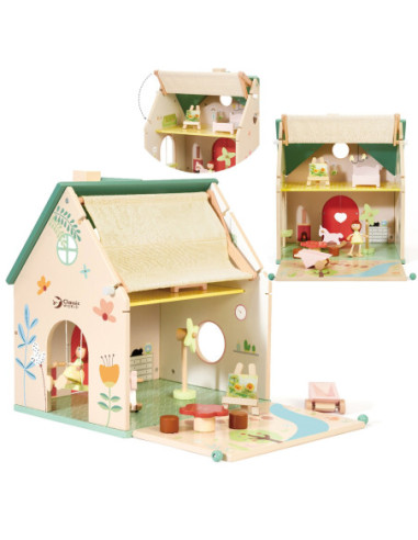 CLASSIC WORLD Wiejski Drewniany Domek Dla Lalek 10 el.