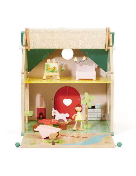 CLASSIC WORLD Wiejski Drewniany Domek Dla Lalek 10 el.