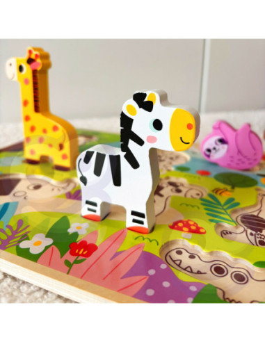 Tooky Toy Drewniane Puzzle Zwierzątka w Lesie Dopasuj Kształty