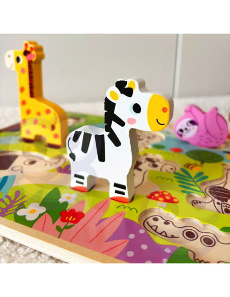 Tooky Toy Drewniane Puzzle Zwierzątka w Lesie Dopasuj Kształty