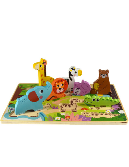 Tooky Toy Drewniane Puzzle Zwierzątka w Lesie Dopasuj Kształty