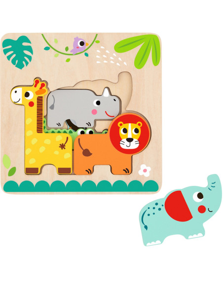 Tooky Toy Drewniane Puzzle Wielowarstwowe Tablica Zwierzątka Leśne 7 el.