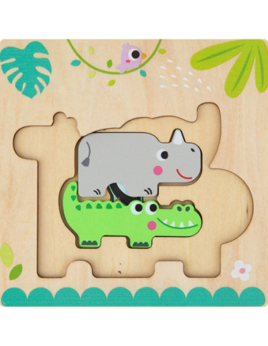 Tooky Toy Drewniane Puzzle Wielowarstwowe Tablica Zwierzątka Leśne 7 el.