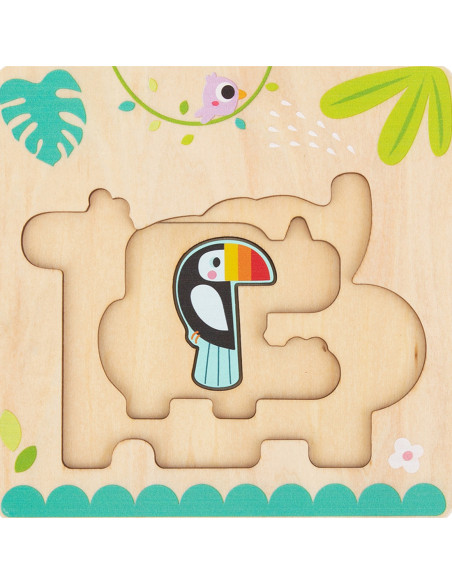 Tooky Toy Drewniane Puzzle Wielowarstwowe Tablica Zwierzątka Leśne 7 el.