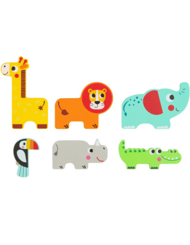 Tooky Toy Drewniane Puzzle Wielowarstwowe Tablica Zwierzątka Leśne 7 el.