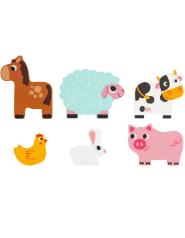 Tooky Toy Drewniane Puzzle Wielowarstwowe Tablica Zwierzątka na Farmie 7 el.