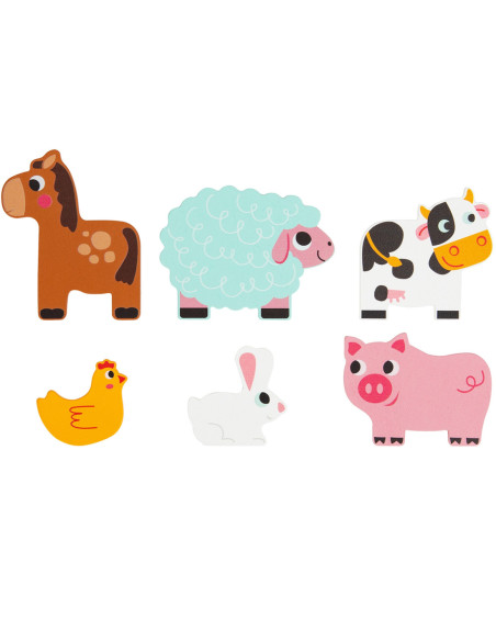 Tooky Toy Drewniane Puzzle Wielowarstwowe Tablica Zwierzątka na Farmie 7 el.