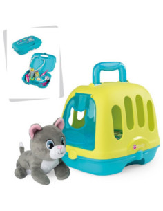 SMOBY 2-in-1 Set: Cat Container + Interactive Meowing Cat