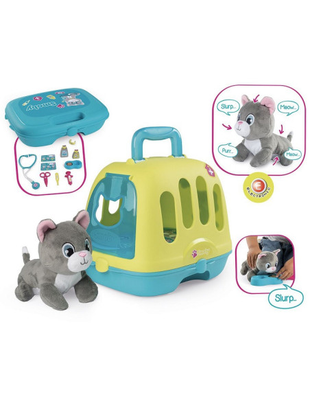 SMOBY Zestaw 2w1 Kontener dla Kota + Interaktywny Miauczący Kot