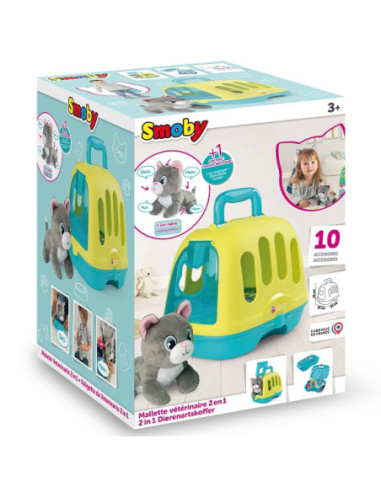 SMOBY Zestaw 2w1 Kontener dla Kota + Interaktywny Miauczący Kot