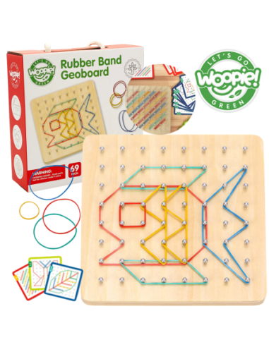 WOOPIE GREEN Geoplan na Gumki Drewniana Układanka 69 el. Certyfikat FSC