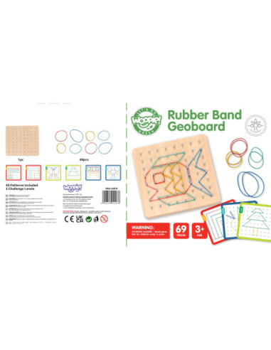 WOOPIE GREEN Geoplan na Gumki Drewniana Układanka 69 el. Certyfikat FSC