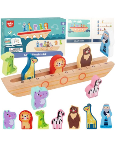 Tooky Toy Drewniana Arka Noego + Książeczka z Zagadkami