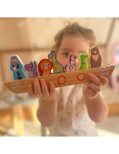 Tooky Toy Drewniana Arka Noego + Książeczka z Zagadkami