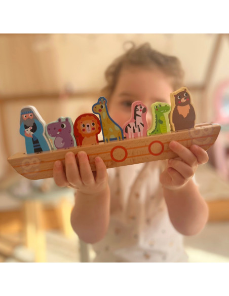 Tooky Toy Drewniana Arka Noego + Książeczka z Zagadkami