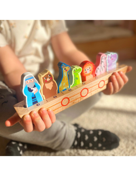 Tooky Toy Drewniana Arka Noego + Książeczka z Zagadkami