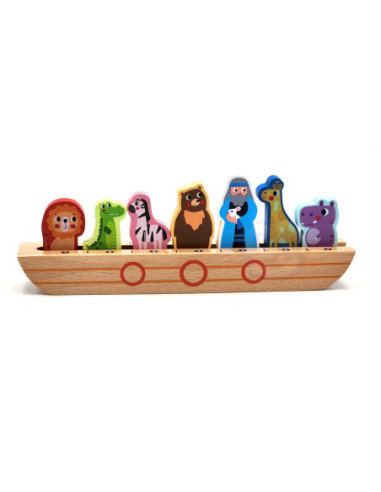 Tooky Toy Drewniana Arka Noego + Książeczka z Zagadkami