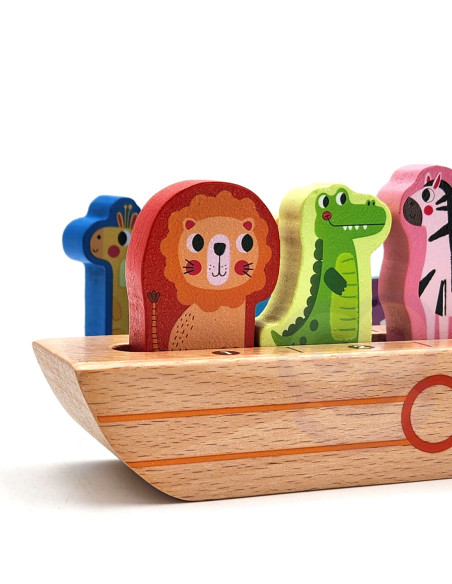 Tooky Toy Drewniana Arka Noego + Książeczka z Zagadkami