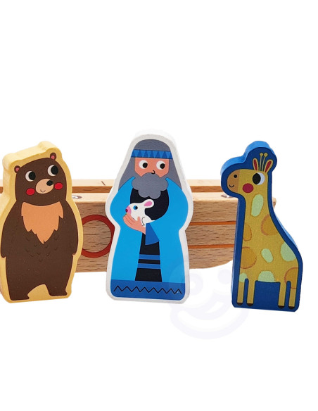 Tooky Toy Drewniana Arka Noego + Książeczka z Zagadkami
