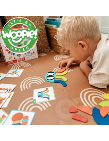 WOOPIE GREEN Drewniana Układanka Montessori 40 Wzorów do Odtworzenia 55 el. Certyfikat FSC