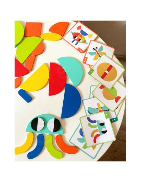 WOOPIE GREEN Drewniana Układanka Montessori 40 Wzorów do Odtworzenia 55 el. Certyfikat FSC