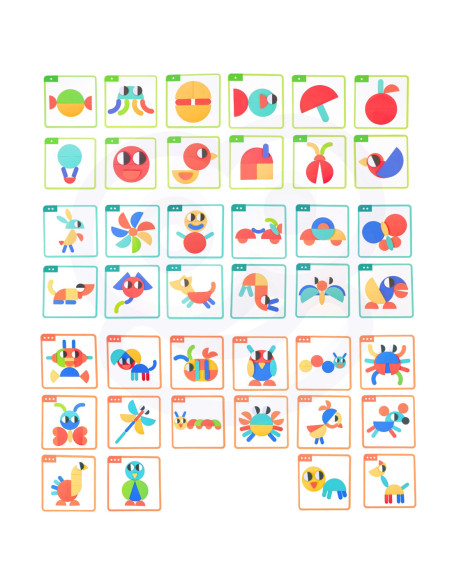 WOOPIE GREEN Drewniana Układanka Montessori 40 Wzorów do Odtworzenia 55 el. Certyfikat FSC