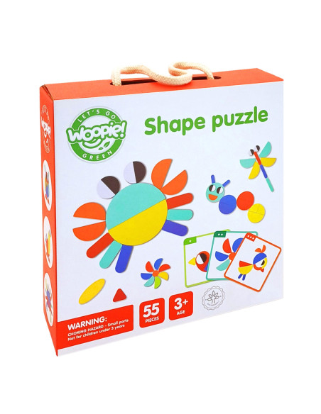 WOOPIE GREEN Drewniana Układanka Montessori 40 Wzorów do Odtworzenia 55 el. Certyfikat FSC