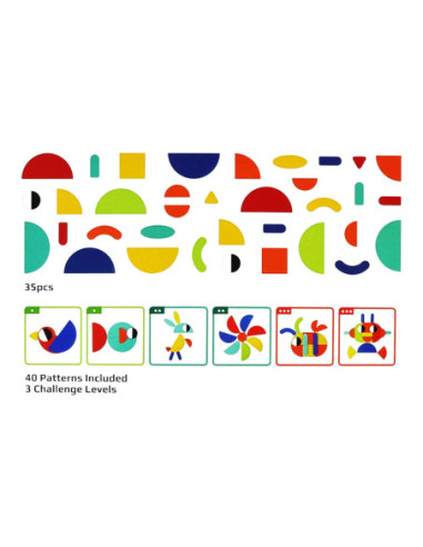 WOOPIE GREEN Drewniana Układanka Montessori 40 Wzorów do Odtworzenia 55 el. Certyfikat FSC