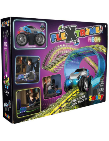 SMOBY Flextreme Neon Tor Samochodowy z Autem Zestaw Startowy