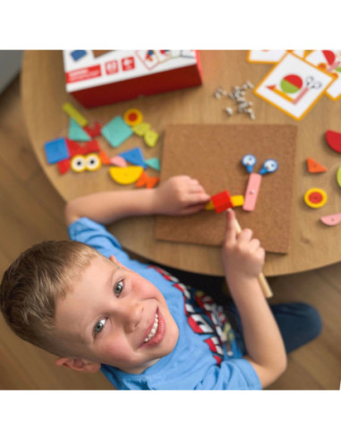 WOOPIE GREEN Drewniana Przybijanka z Młotkiem Układanka 20 wzorów 82 el. Certyfikat FSC