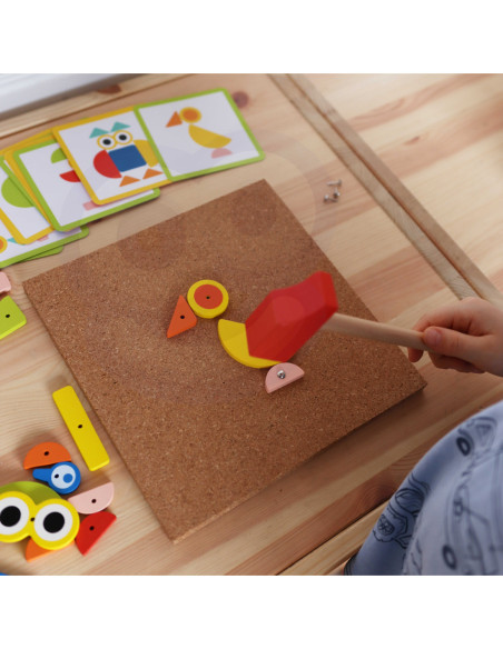 WOOPIE GREEN Drewniana Przybijanka z Młotkiem Układanka 20 wzorów 82 el. Certyfikat FSC