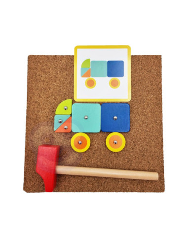 WOOPIE GREEN Drewniana Przybijanka z Młotkiem Układanka 20 wzorów 82 el. Certyfikat FSC