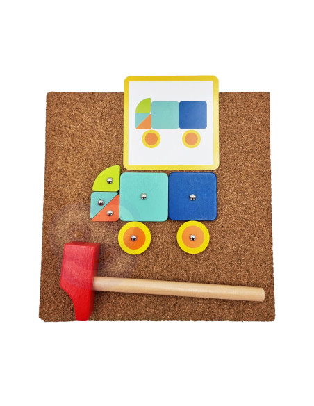 WOOPIE GREEN Drewniana Przybijanka z Młotkiem Układanka 20 wzorów 82 el. Certyfikat FSC