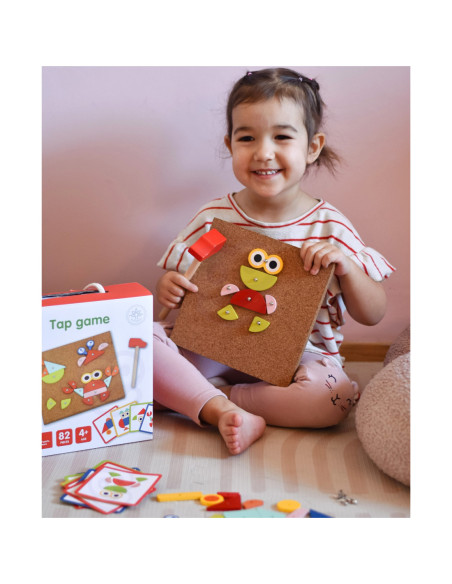 WOOPIE GREEN Drewniana Przybijanka z Młotkiem Układanka 20 wzorów 82 el. Certyfikat FSC