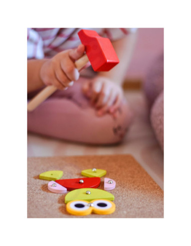 WOOPIE GREEN Drewniana Przybijanka z Młotkiem Układanka 20 wzorów 82 el. Certyfikat FSC