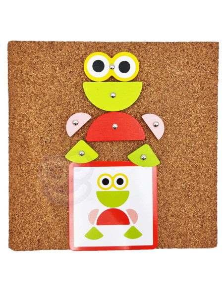 WOOPIE GREEN Drewniana Przybijanka z Młotkiem Układanka 20 wzorów 82 el. Certyfikat FSC